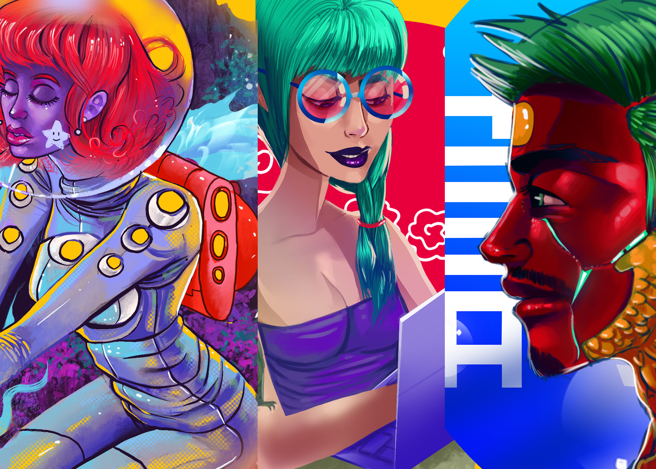 a preview image of 3 new designs, included in the outer space collection